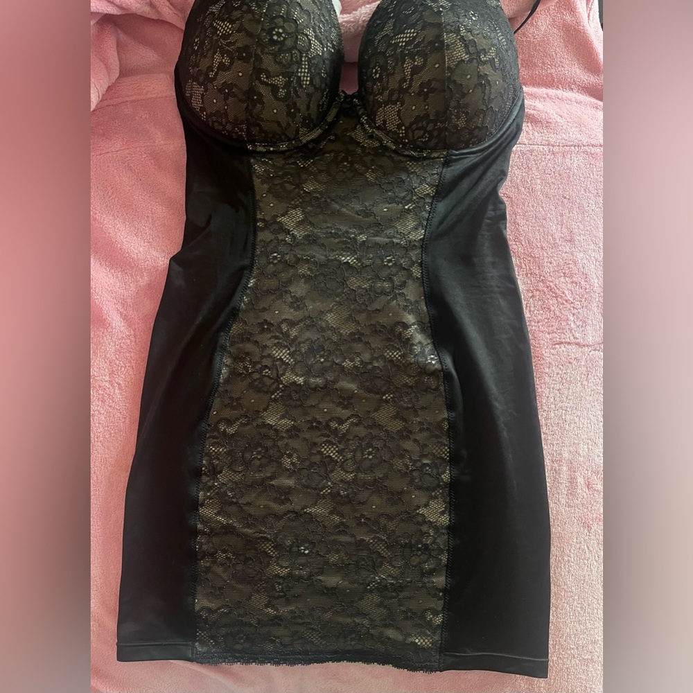 Beautiful and sexy Black Lace Shapewear Slip with underwire bra 36D
